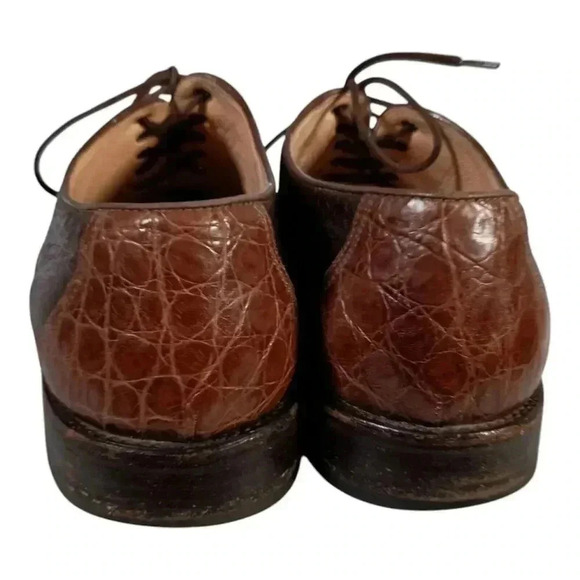 Paul Stuard Dress Shoes Crocodile Brown Saddle Leather Mens 8.5 M Handmade Italy main image 10